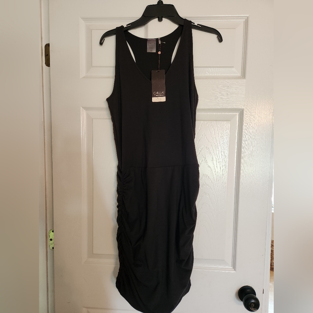 CALIA by Carrie Underwood Effortless Racerback Athleisure Black Jersey Dress M